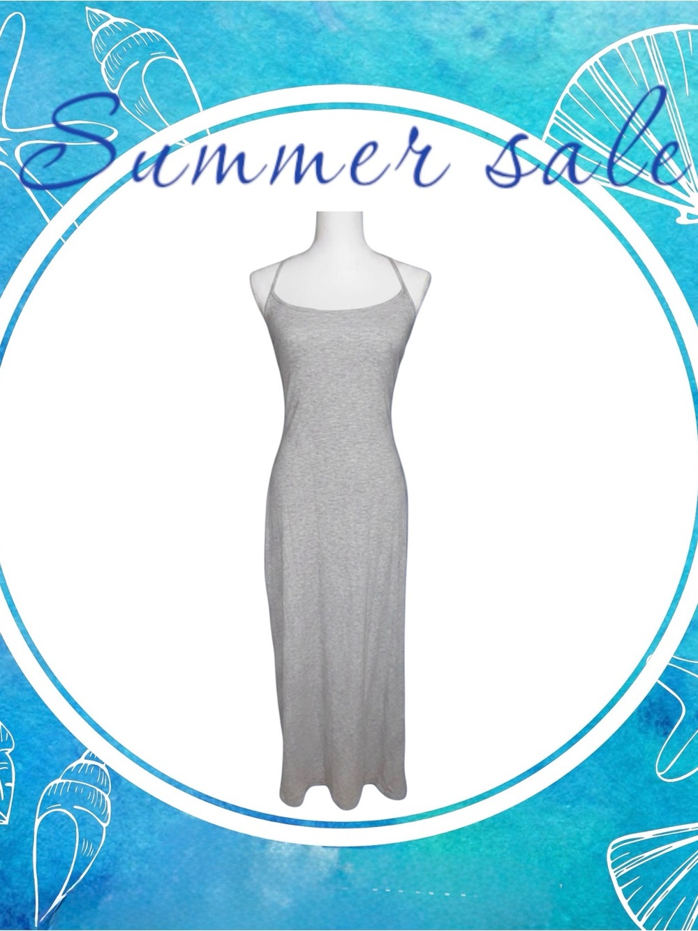Express Light Gray Ribbed Spaghetti-Strap Maxi Dress